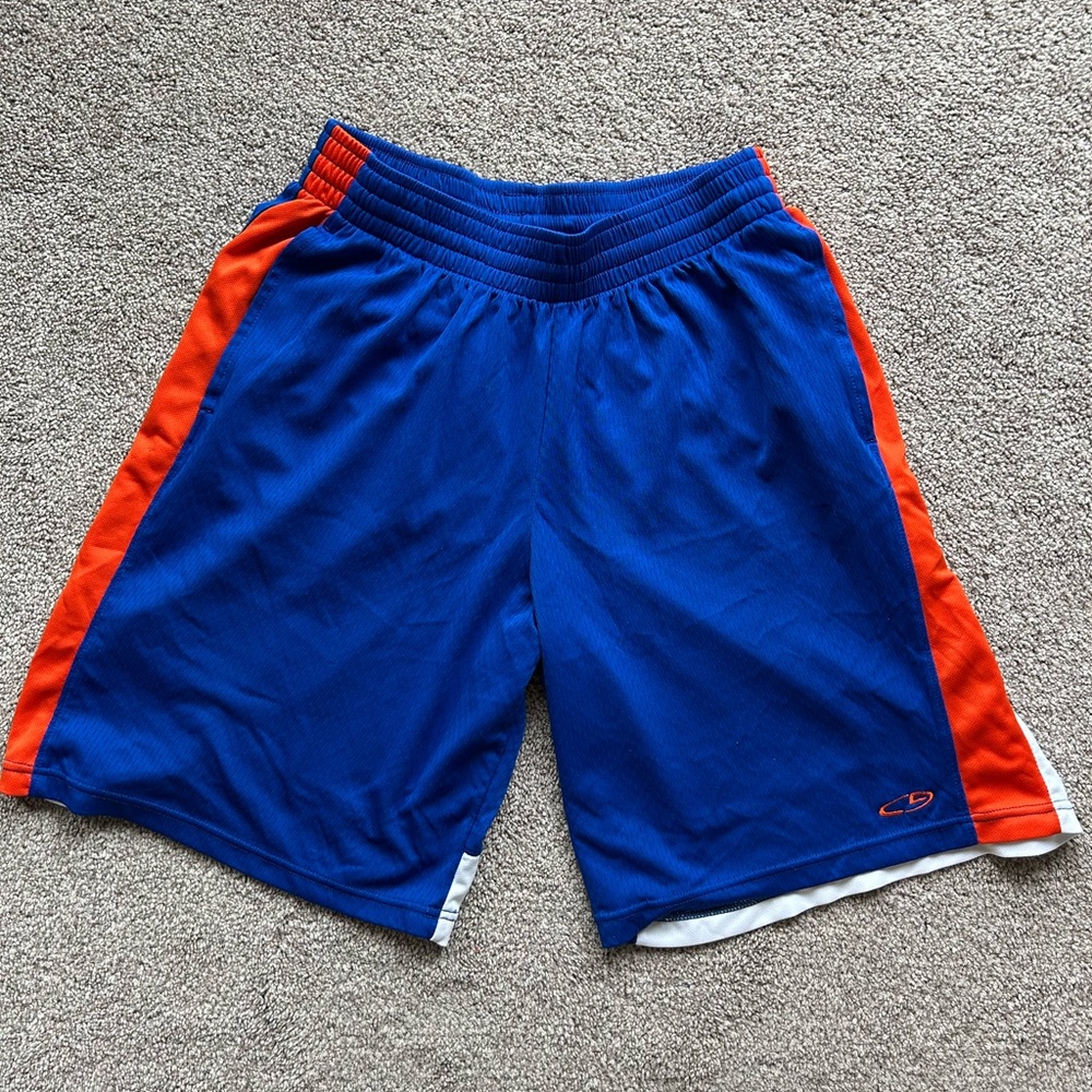 Champion Blue and Orange Athletic Shorts with Elastic Waistband